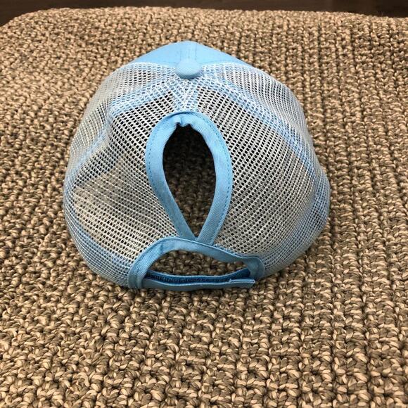 Women’s Light Blue Baseball Cap with Ponytail Opening - Picture 4 of 4